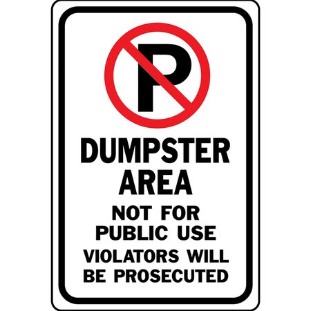 HY-KO No Parking Dumpster Area Sign 12" x 18" A61026